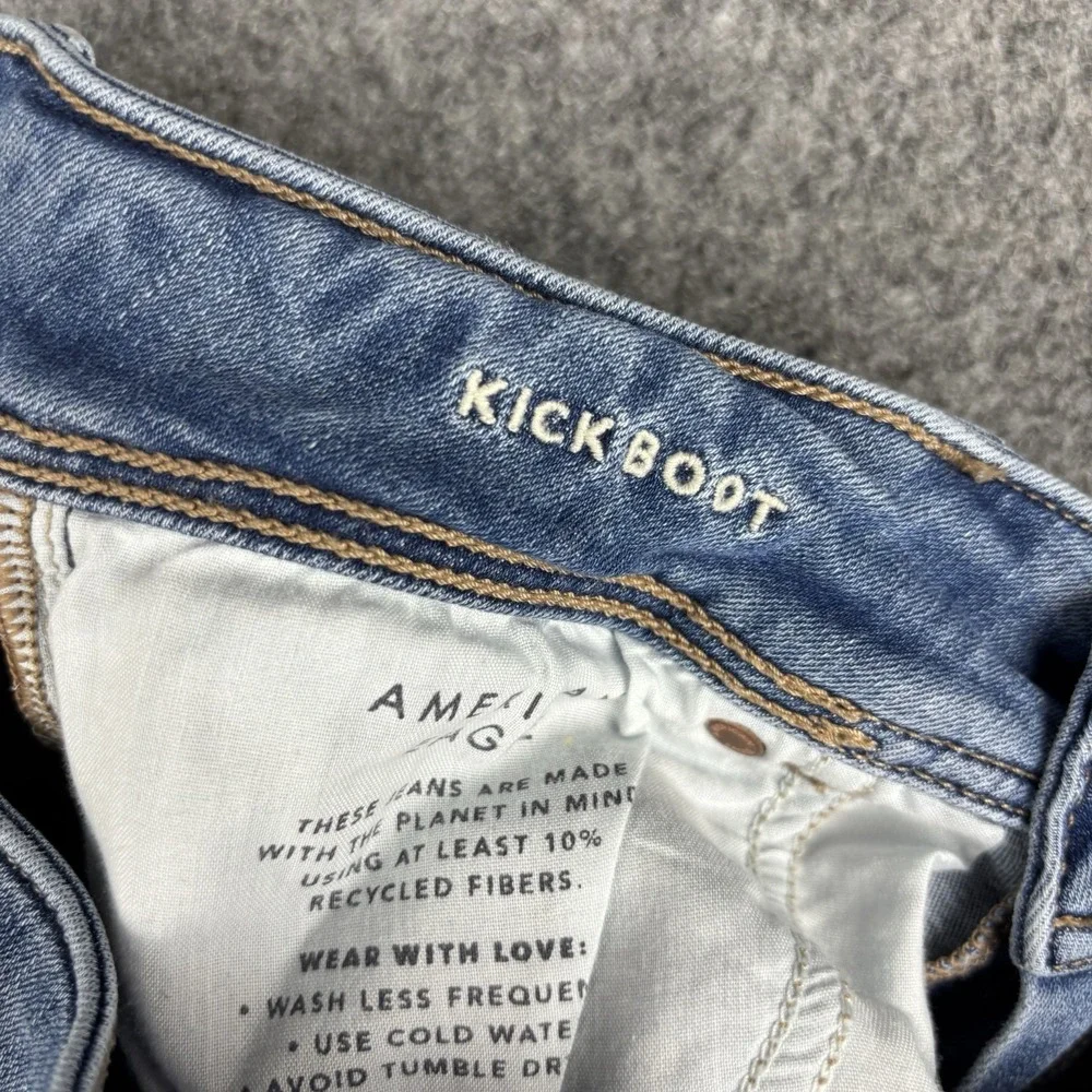 American Eagle Next Level Stretch Jeans Women's 2 Kick Boot Medium Wash Blue EUC